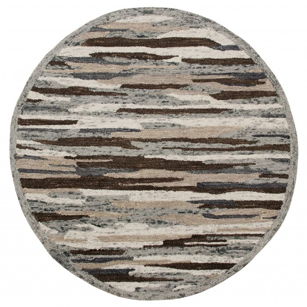 4 ft. Round Brown & Gray Camouflage Area Rug