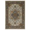 HomeRoots 508076 5 x 8 ft. Ivory Beige Blue Orange Gold Green Gray & Rust Oriental Power Loom Stain Resistant Rectangle Area Rug with Fringe view 1