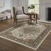 HomeRoots 508076 5 x 8 ft. Ivory Beige Blue Orange Gold Green Gray & Rust Oriental Power Loom Stain Resistant Rectangle Area Rug with Fringe view 2