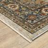 HomeRoots 508076 5 x 8 ft. Ivory Beige Blue Orange Gold Green Gray & Rust Oriental Power Loom Stain Resistant Rectangle Area Rug with Fringe view 3