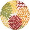 HomeRoots 479290 8 x 8 ft. Red Floral Non Skid Indoor & Outdoor Round Area Rug view 1