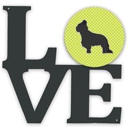 11.5 x 11.75 in. Briard Checkerboard Green Metal Artwork Love Wall Decor