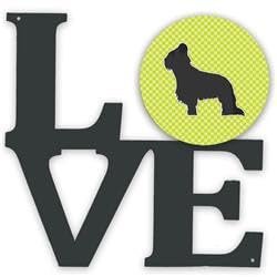 11.5 x 11.75 in. Briard Checkerboard Green Metal Artwork Love Wall Decor