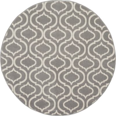 HomeRoots 527690 5 ft. Moroccan Power Loom Round Rug Gray