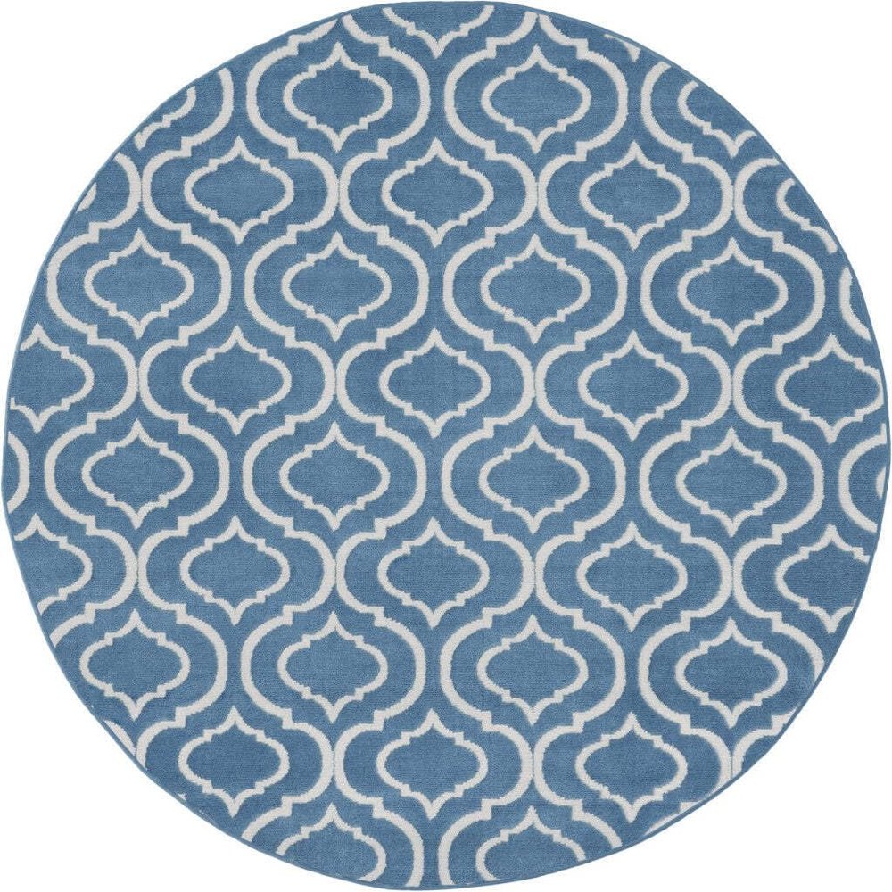 HomeRoots 527695 5 ft. Moroccan Power Loom Round Rug Gray