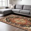 HomeRoots 509231 8 x 11 ft. Black Orange & Beige Oriental Power Loom Stain Resistant Rectangle Area Rug with Fringe view 1
