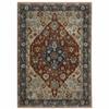 HomeRoots 508055 5 x 8 ft. Blue Beige Tan Brown Gold & Rust Red Oriental Power Loom Stain Resistant Rectangle Area Rug with Fringe view 1