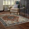 HomeRoots 508055 5 x 8 ft. Blue Beige Tan Brown Gold & Rust Red Oriental Power Loom Stain Resistant Rectangle Area Rug with Fringe view 2