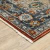 HomeRoots 508055 5 x 8 ft. Blue Beige Tan Brown Gold & Rust Red Oriental Power Loom Stain Resistant Rectangle Area Rug with Fringe view 4