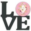 11.5 x 11.75 in. White Collie Pink Flowers Metal Artwork Love Wall Decor view 1