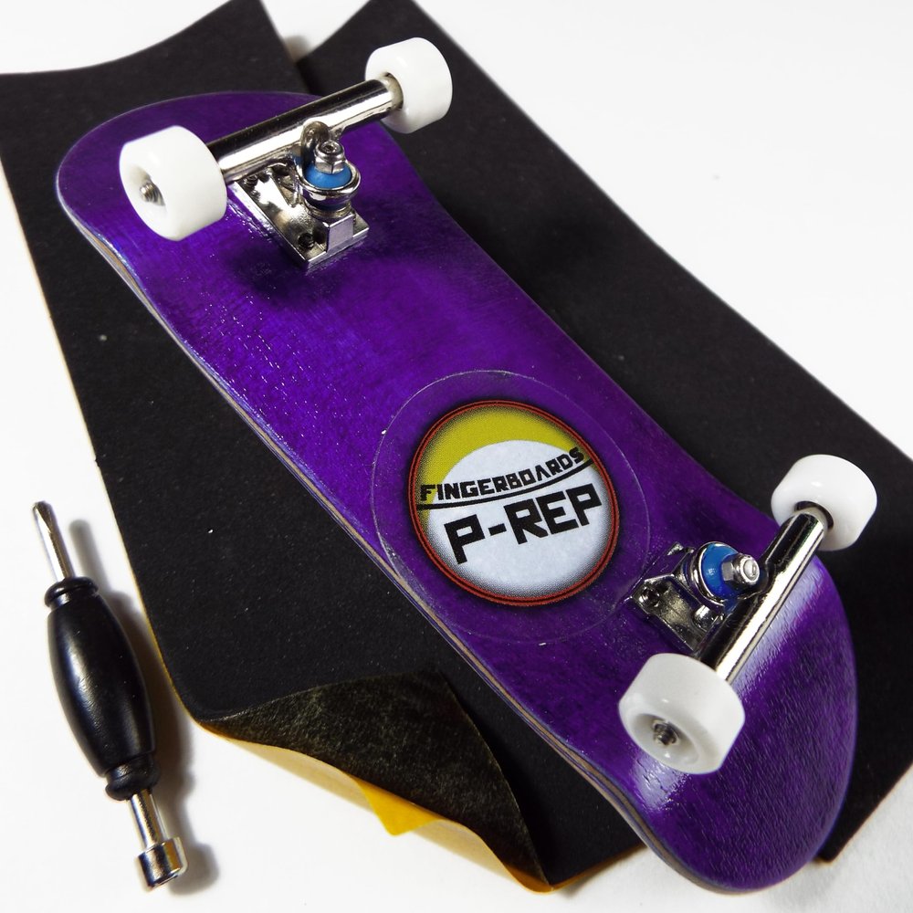 P-REP V2 Pro Performance Complete Wooden Fingerboard kit with Urethane Wheels and Bushings 32mm - Purple