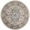 HomeRoots 480260 8 ft. Ivory & Gray Round Oriental Power Loom Non Skid Round Area Rug view 1