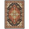 HomeRoots 509228 3 x 5 ft. Black Orange & Beige Oriental Power Loom Stain Resistant Rectangle Area Rug with Fringe view 1