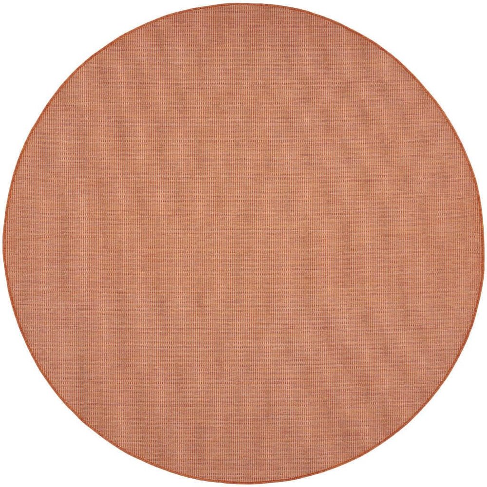 HomeRoots 522584 8 ft. Rust Power Loom Round Area Rug