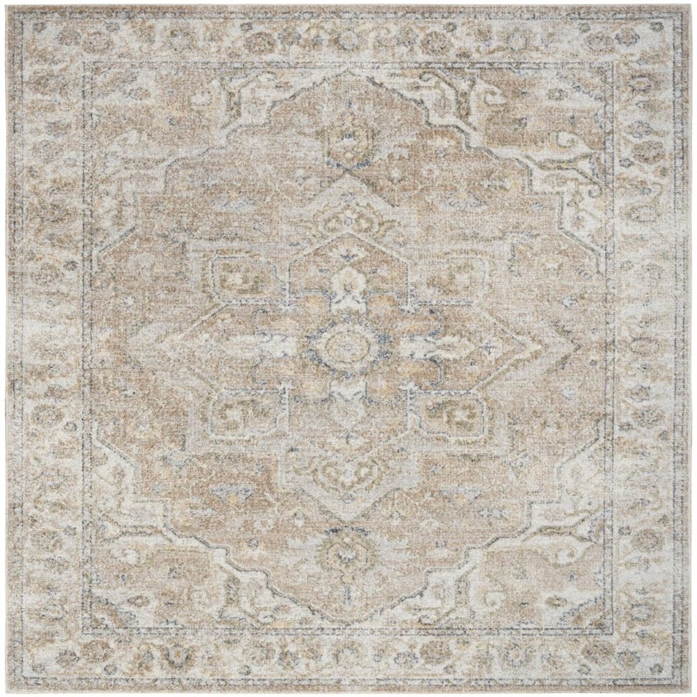HomeRoots 521800 8 x 10 ft. Beige Oriental Power Loom Washable Rectangle Area Rug