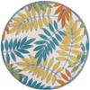 HomeRoots 479343 8 x 8 ft. Ivory Floral Non Skid Indoor & Outdoor Round Area Rug view 1