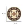 HomeRoots 509045 8 ft. Beige Southwestern Power Loom Stain Resistant Round Area Rug view 3