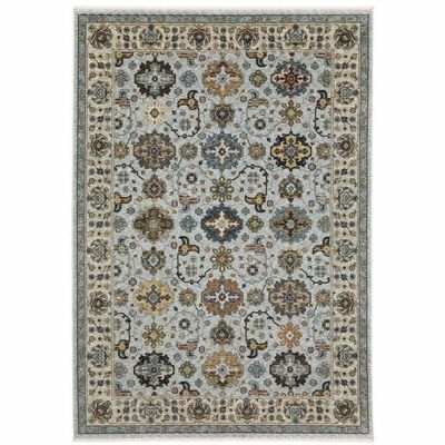 HomeRoots 508012 3 x 5 ft. Oriental Power Loom Stain Resistant Area Rug with Fringe Multi Color