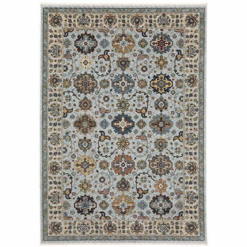 HomeRoots 508012 3 x 5 ft. Oriental Power Loom Stain Resistant Area Rug with Fringe Multi Color