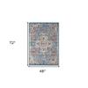 HomeRoots 531871 6 ft. Blue Medallion Power Loom Round Area Rug view 3