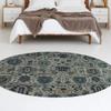 HomeRoots 510074 8 ft. Blue & Navy Oriental Power Loom Stain Resistant Round Area Rug view 2