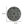 HomeRoots 510074 8 ft. Blue & Navy Oriental Power Loom Stain Resistant Round Area Rug view 3