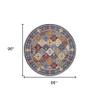 HomeRoots 522271 8 ft. Red Damask Power Loom Round Area Rug view 3
