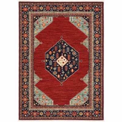 HomeRoots 509250 5 x 8 ft. Oriental Power Loom Stain Resistant Area Rug with Fringe Multi Color