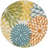 HomeRoots 479776 5 x 5 ft. Turquoise Floral Non Skid Indoor & Outdoor Round Area Rug view 1