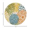 HomeRoots 479776 5 x 5 ft. Turquoise Floral Non Skid Indoor & Outdoor Round Area Rug view 2