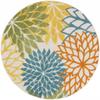 HomeRoots 479774 4 x 4 ft. Turquoise Floral Non Skid Indoor & Outdoor Round Area Rug view 1