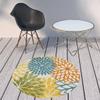 HomeRoots 479774 4 x 4 ft. Turquoise Floral Non Skid Indoor & Outdoor Round Area Rug view 2