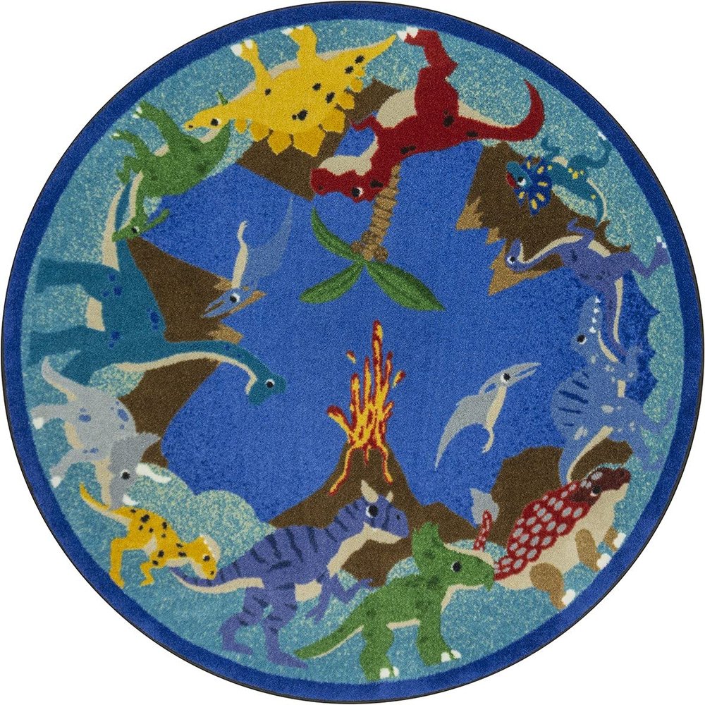 5 ft. 4 in. Dino Parade Children Round Rug Multi Color