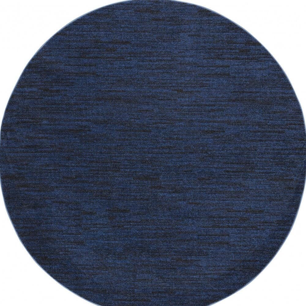 HomeRoots 479522 8 x 8 ft. Midnight Blue Non Skid Indoor & Outdoor Round Area Rug