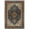 HomeRoots 508040 3 x 5 ft. Blue Red Beige Orange Gold & Tan Oriental Power Loom Stain Resistant Rectangle Area Rug with Fringe view 1