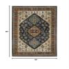 HomeRoots 508040 3 x 5 ft. Blue Red Beige Orange Gold & Tan Oriental Power Loom Stain Resistant Rectangle Area Rug with Fringe view 3
