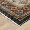 HomeRoots 508040 3 x 5 ft. Blue Red Beige Orange Gold & Tan Oriental Power Loom Stain Resistant Rectangle Area Rug with Fringe view 4