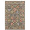HomeRoots 509281 10 x 13 ft. Gray Salmon Pink Gold Blue Rust Deep Blue Ivory & Green Oriental Power Loom Stain Resistant Rectangle Area Rug with Fringe view 1