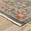 HomeRoots 509281 10 x 13 ft. Gray Salmon Pink Gold Blue Rust Deep Blue Ivory & Green Oriental Power Loom Stain Resistant Rectangle Area Rug with Fringe view 2
