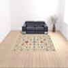 HomeRoots 509288 10 x 13 ft. Ivory Salmon Pink Gold Blues Gray Rust & Green Oriental Power Loom Stain Resistant Rectangle Area Rug with Fringe view 2