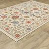 HomeRoots 509288 10 x 13 ft. Ivory Salmon Pink Gold Blues Gray Rust & Green Oriental Power Loom Stain Resistant Rectangle Area Rug with Fringe view 4