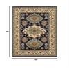 HomeRoots 509235 3 x 5 ft. Navy Charcoal Orange Rust Gold Pale Blue Olive Beige & Salmon Oriental Power Loom Stain Resistant Rectangle Area Rug with Fringe view 2