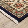 HomeRoots 509235 3 x 5 ft. Navy Charcoal Orange Rust Gold Pale Blue Olive Beige & Salmon Oriental Power Loom Stain Resistant Rectangle Area Rug with Fringe view 3