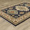 HomeRoots 509235 3 x 5 ft. Navy Charcoal Orange Rust Gold Pale Blue Olive Beige & Salmon Oriental Power Loom Stain Resistant Rectangle Area Rug with Fringe view 4