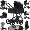 2 in 1 Baby Stroller Reversible Portable Standard Baby Stroller Convertible Pushchair Infant Buggy Baby Carriage Foldable High Landscape Pram for Toddler Newborn (2US588-BLACK) view 1