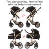2 in 1 Baby Stroller Reversible Portable Standard Baby Stroller Convertible Pushchair Infant Buggy Baby Carriage Foldable High Landscape Pram for Toddler Newborn (2US588-BLACK) view 4