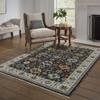 HomeRoots 508005 3 x 5 ft. Blue Red Beige Yellow Gray Rust & Gold Oriental Power Loom Stain Resistant Rectangle Area Rug with Fringe view 2