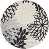 HomeRoots 479269 8 x 8 ft. Floral Non Skid Indoor & Outdoor Round Rug Black & White view 1