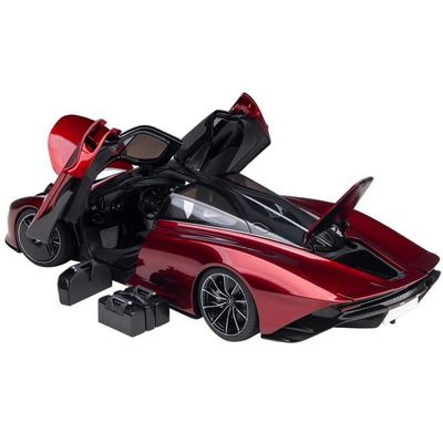 212 Main McLaren Speedtail Volcano Top & Suitcase Accessories 1-18 Model Car Red Metallic & Black