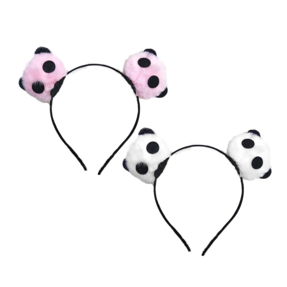 MERRYHAPY 2pcs Bear Plush Headband Animal Hair Accessories for Parties and Performance White Pink Lightweight and Comfortable for Cosplay and Dress-up